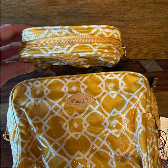 MZ Wallace Geometric Yellow and White Cosmetic Pouch Set - Picture 3 of 10